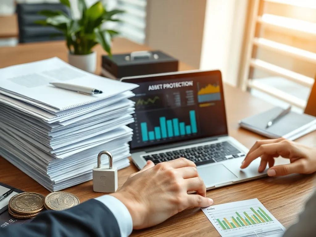 Executivos discutindo proteção patrimonial em ambiente empresarial.