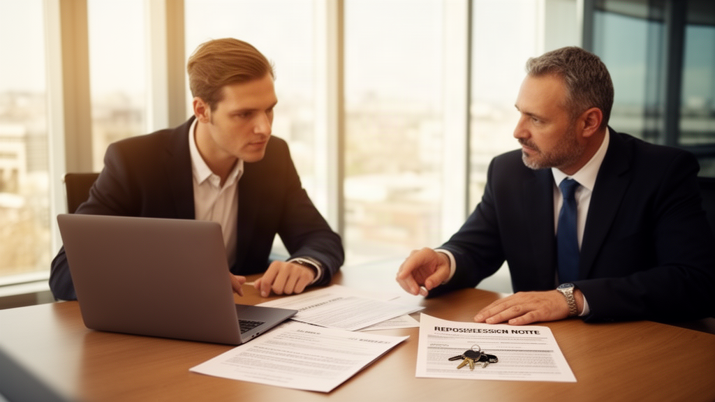 Advogado e empresário analisando mandado de busca e apreensão em escritório corporativo