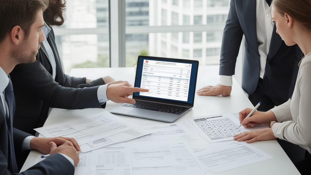 Profissionais em escritório analisando extratos e documentos financeiros para defesa de avalista