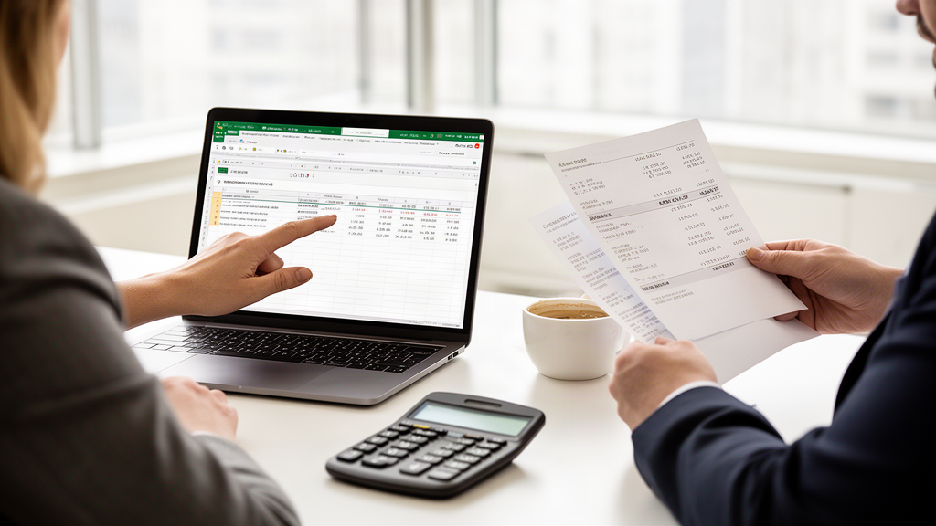 Equipe financeira analisando extratos e relatórios de marketplace para proteger caixa da filial